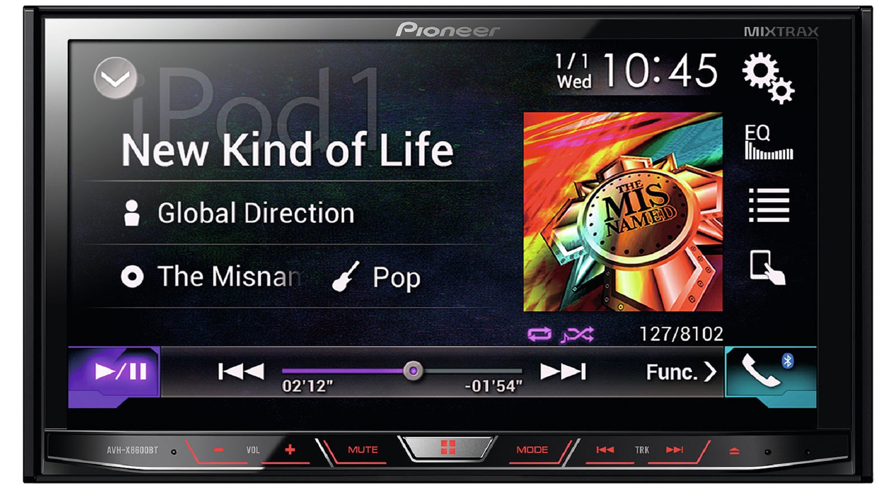 Toca DVD Pioneer AVH-X8650BT Touch 7" Bluetooth/USB - Negro